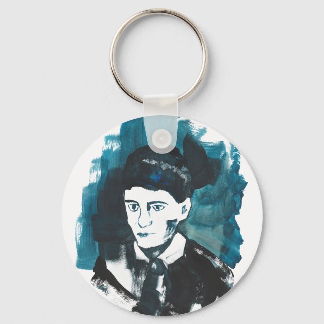 Franz Kafka Portrait with custom text | Booklovers Key Ring (Front)
