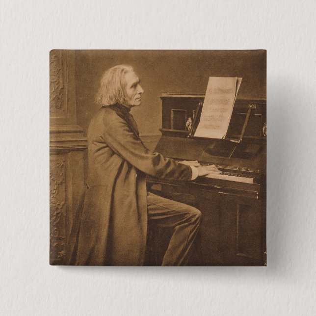 Franz Liszt  at the Piano 15 Cm Square Badge (Front)