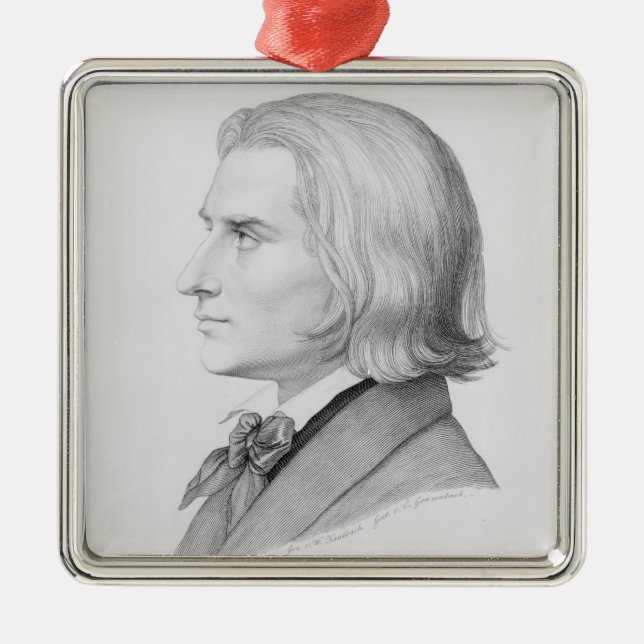 Franz Liszt, engraved by Gonzenbach Metal Tree Decoration (Front)