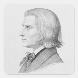 Franz Liszt, engraved by Gonzenbach Square Sticker