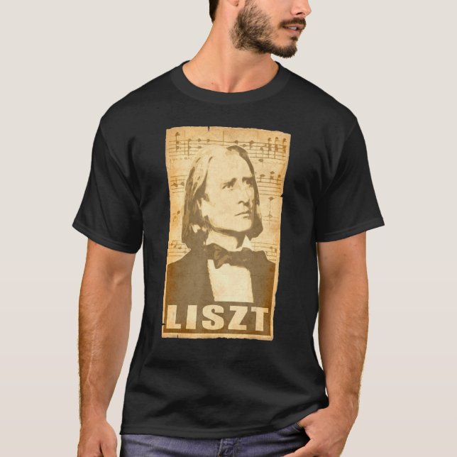 Franz Liszt Musical Composer Notes Retro Style Pro T-Shirt (Front)