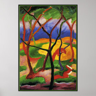 Franz Marc abstract art, Weasels Playing Poster