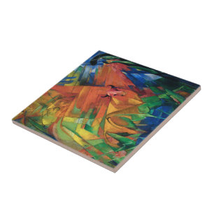 Franz Marc Animals in a Landscape Colourful Tile