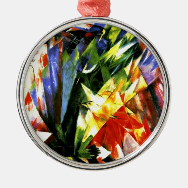Franz Marc: Birds - Cubism art by Franz Marc Metal Tree Decoration (Front)