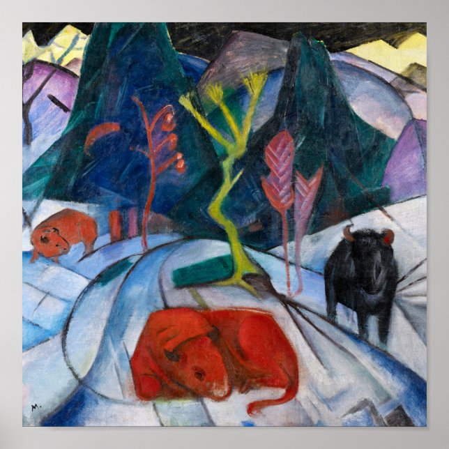Franz Marc Bison in Winter (red bison) Poster (Front)