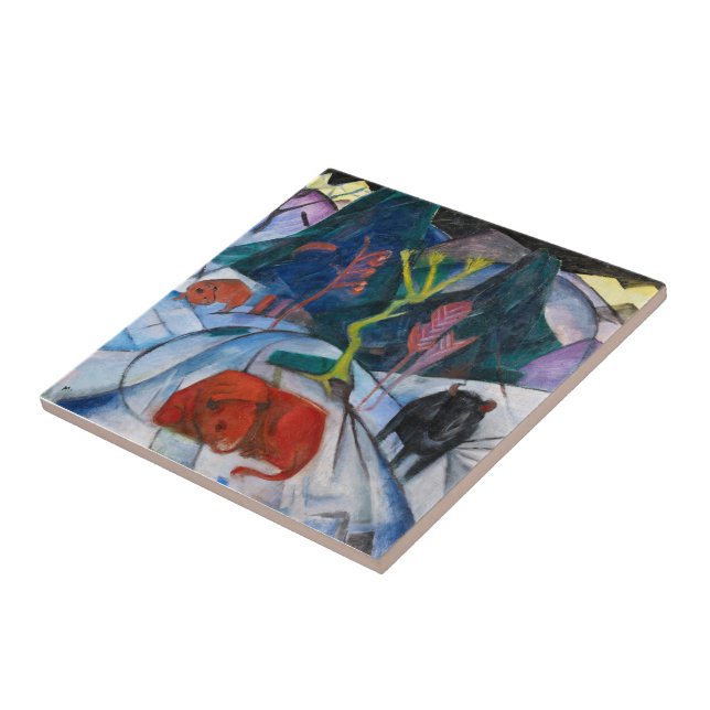 Franz Marc Bison in Winter (red bison) Tile (Side)
