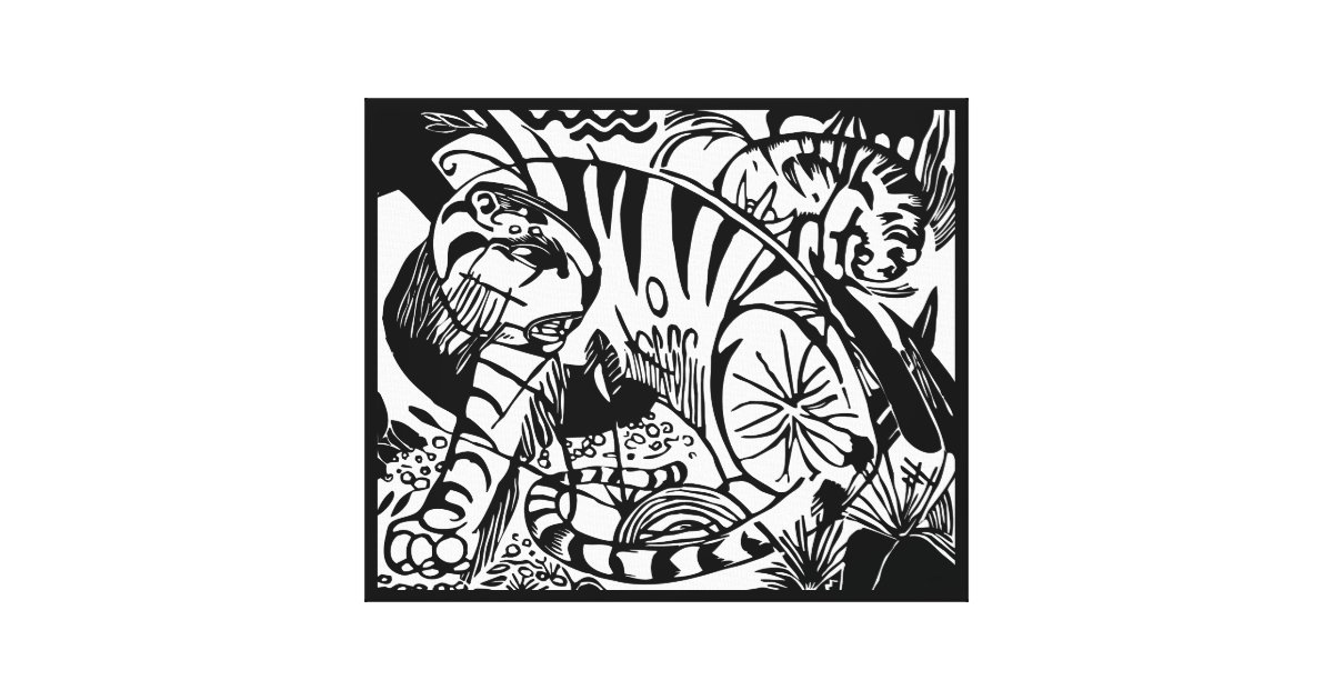 Franz Marc Black and White Tiger Abstract Art Canvas