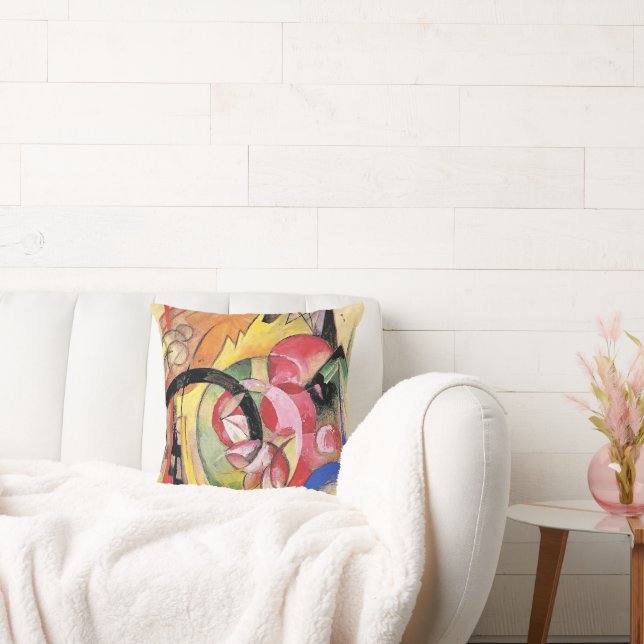 Franz Marc, Colorful Flowers, Abstract Form, Cushion (Couch)