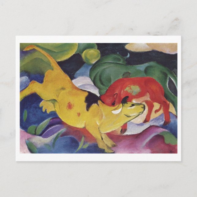 Franz Marc - Cows Red Green Yellow 1912 Cow Canvas Postcard (Front)