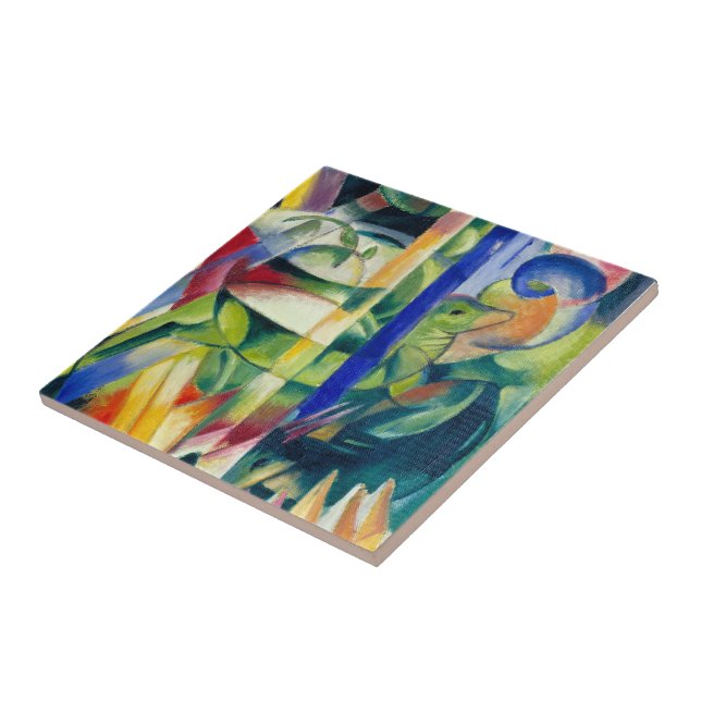 Franz Marc Famous Painting Little Mountain Goats Tile (Side)