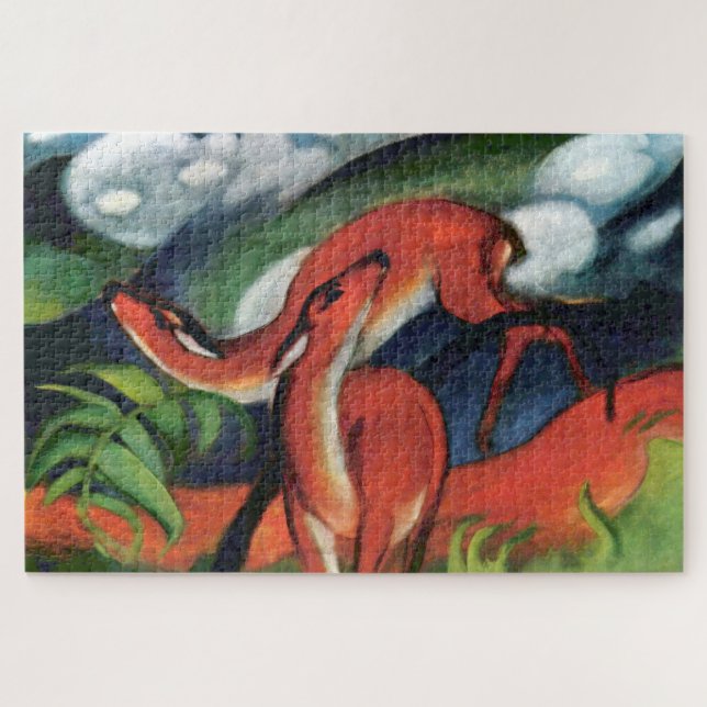 Franz Marc Red Deer II Expressionist Painting Jigsaw Puzzle (Horizontal)