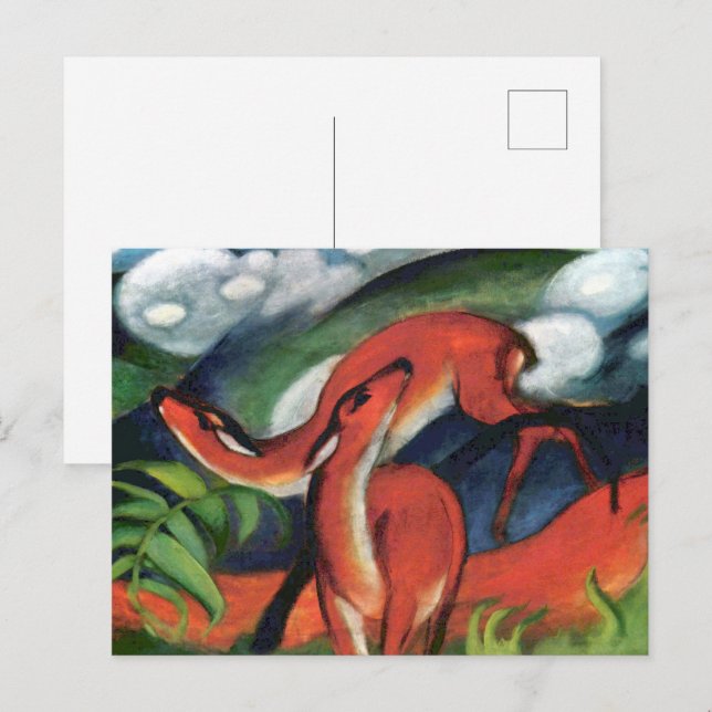 Franz Marc Red Deer II Expressionist Painting Postcard (Front/Back)