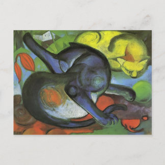 Franz Marc- Two Cats, Blue and Yellow Postcard