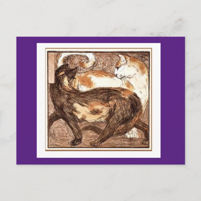 Franz Marc, Two Cats, Fine Art Postcard (Front)