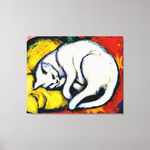 Franz Marc - White Cat. famous painting, Canvas Print