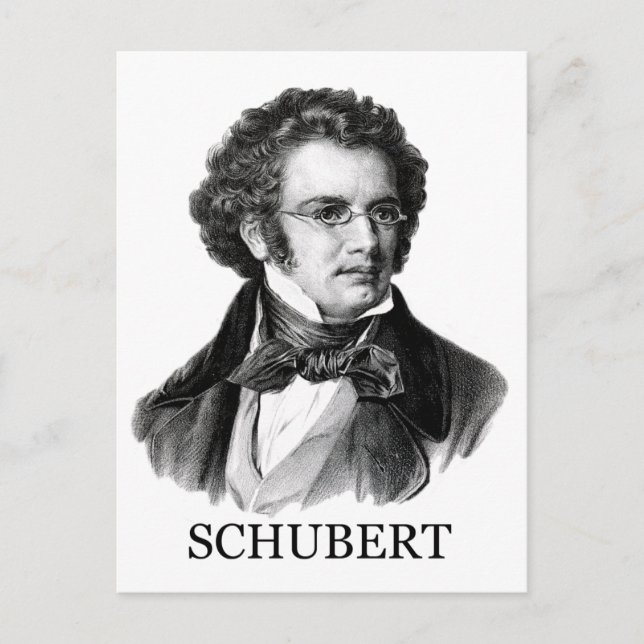 Franz Schubert, black Postcard (Front)