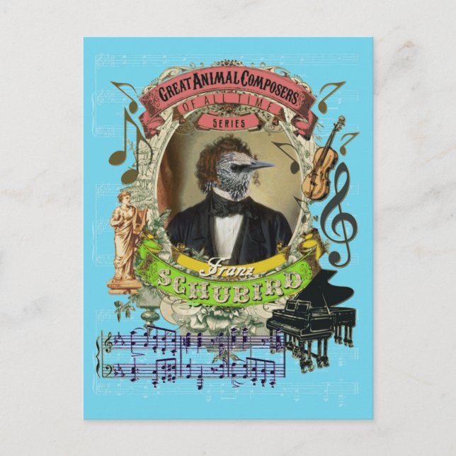 Franz Schubird Funny Bird Animal Composer Schubert Postcard (Front)