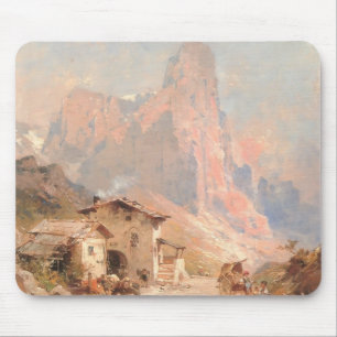 Franz Unterberger:Figures in a Village,Dolomites Mouse Pad