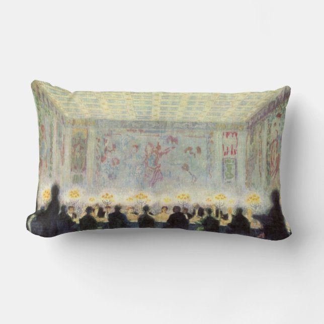 Franz von Stuck - The dinner Lumbar Cushion (Front)