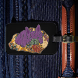 Französische Bulldogge auf Kissen Kofferanhänger Luggage Tag