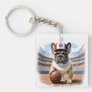 französische Bulldogge Basketball Key Ring