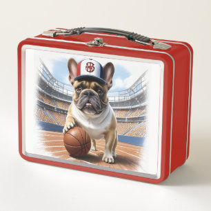Französische Bulldogge Basketball  Metal Lunch Box