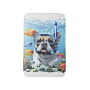 Französische Bulldogge beim Schnorcheln Bath Mat