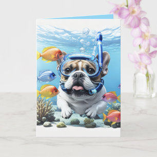 Französische Bulldogge beim Schnorcheln Card