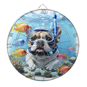 Französische Bulldogge beim Schnorcheln Dartboard