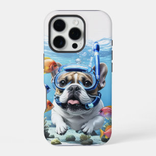 Französische Bulldogge beim Schnorcheln iPhone 16 Pro Case