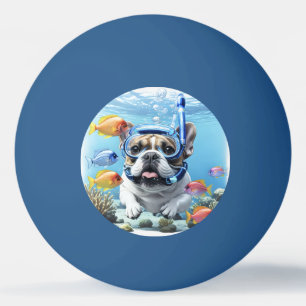 Französische Bulldogge beim Schnorcheln Ping Pong Ball