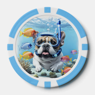 Französische Bulldogge beim Schnorcheln Poker Chips