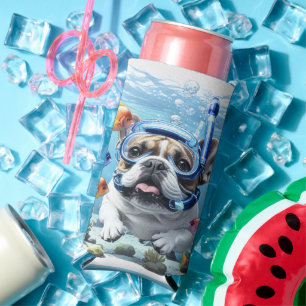 Französische Bulldogge beim Schnorcheln Seltzer Can Cooler