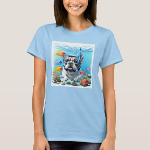 Französische Bulldogge beim Schnorcheln T-Shirt