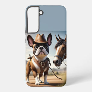französische Bulldogge Cowboy mit Pferd Samsung Galaxy Case