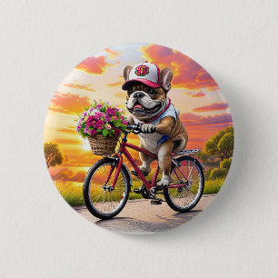 Französische Bulldogge Fahrrad French Bulldog 6 Cm Round Badge
