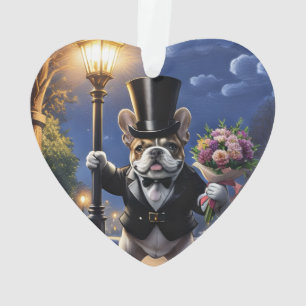 Französische Bulldogge French Bulldog Blumenstrauß Ornament