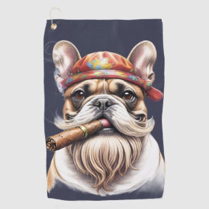 Französische Bulldogge French Bulldog Hippie Golf Towel