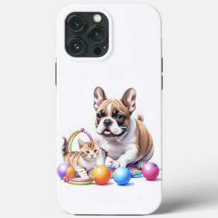 Französische Bulldogge French Bulldog mit Katze iPhone 13 Pro Max Case