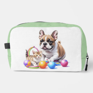 Französische Bulldogge French Bulldog mit Katze Dopp Kit