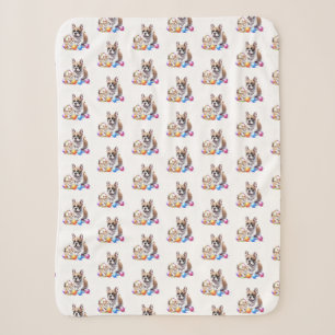 Französische Bulldogge French Bulldog mit Katze Sherpa Blanket