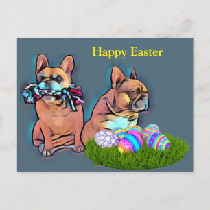 Französische Bulldogge Grußkarte Ostern Postcard