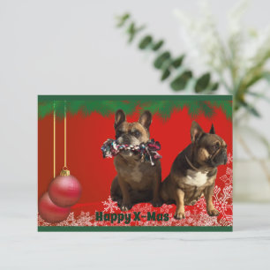 französische Bulldogge Grusskarte Weihnachten  Invitation