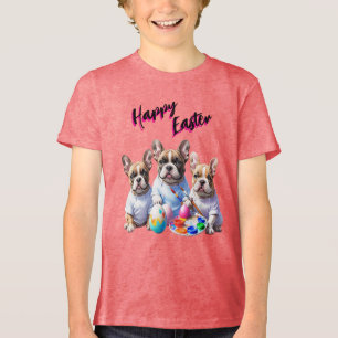 Französische Bulldogge Happy Easter French Bulldog Tri-Blend Shirt