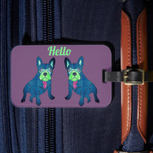 Französische Bulldogge Hello Luggage Tag
