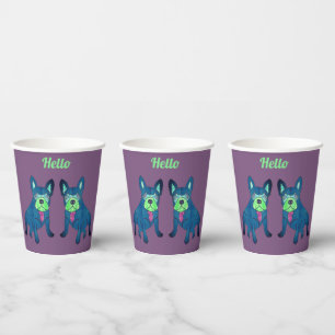 Französische Bulldogge Hello Paper Cups