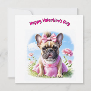 Französische Bulldogge Hündin mit Haarschleife Card