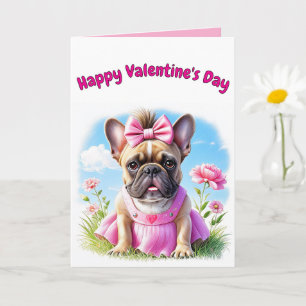 Französische Bulldogge Hündin mit Haarschleife Card