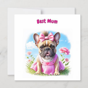 Französische Bulldogge Hündin mit Haarschleife Magnetic Invitation