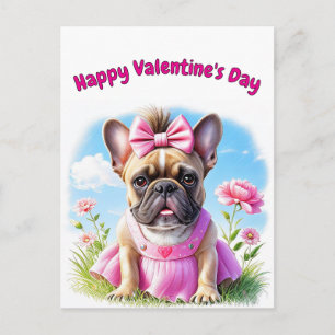 Französische Bulldogge Hündin mit Haarschleife Postcard